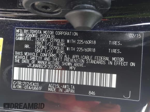 ✅ 2015 Lexus NX 200t • VIN: JTJBARBZ2F2012506 • Lot: 43387953. Listed on IAAI with 43,723 mi. Free auction sales archive from the USA and detailed vehicle history report at DreamBid. Image 9.