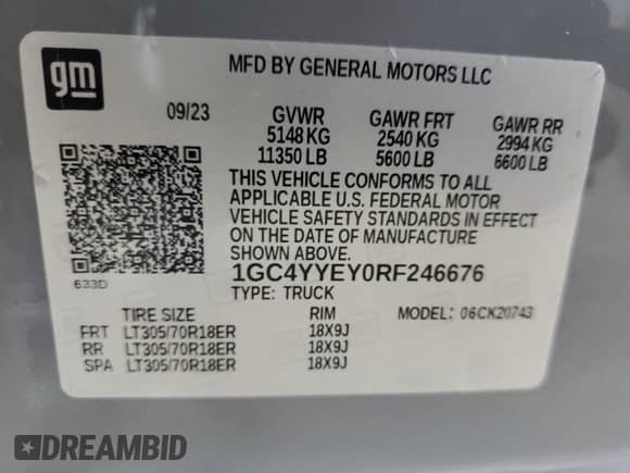 2024 Chevrolet Silverado 2500HD ZR2 с VIN 1GC4YYEY0RF246676, выставлен на аукционе Copart как лот 73434204 с пробегом 29 195 миль миль и Чистый • Clean title. История ставок и продаж доступна на DreamBid. Изображение 13.