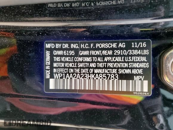 ✅ 2017 Porsche Cayenne • VIN: WP1AA2A23HKA85783 • Lot: 57701125. Listed on Copart with 116,273 mi. Free auction sales archive from the USA and detailed vehicle history report at DreamBid. Image 13.