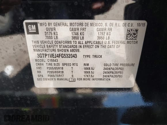 ✅ 2015 GMC Sierra 1500 • VIN: 3GTP1VEJ4FG532043 • Lot: 42525636. Wystawiony na IAAI z przebiegiem 69 468 mil. Bezpłatny archiwum sprzedaży aukcyjnych z USA i szczegółowy raport historii pojazdu na DreamBid. Zdjęcie 9.