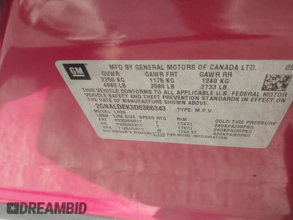 ✅ 2013 Chevrolet Equinox LT • VIN: 2GNALDEK3D6366343 • Лот: 43651241. Опубликован ранее на IAAI с пробегом 172 356 миль. Бесплатный доступ к архиву аукционных продаж из США и подробный отчёт об истории автомобиля на DreamBid. Изображение 9.