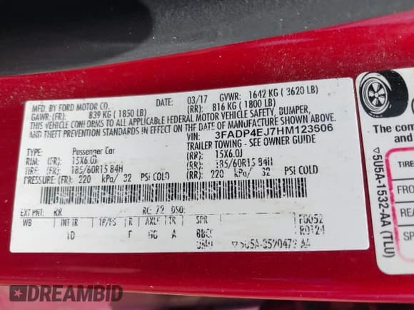 ✅ 2017 Ford Fiesta SE • VIN: 3FADP4EJ7HM123606 • Лот: 42354281. Опубликован ранее на IAAI с пробегом 190 046 миль. Бесплатный доступ к архиву аукционных продаж из США и подробный отчёт об истории автомобиля на DreamBid. Изображение 9.