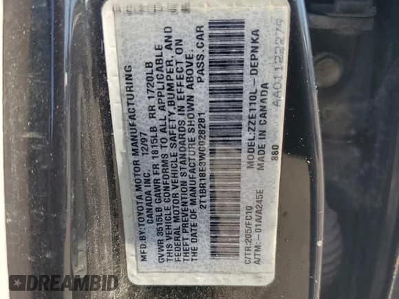 ✅ 1998 Toyota Corolla VE • VIN: 2T1BR18E3WC028281 • Лот: 71876495. Опубликован ранее на Copart с пробегом 215 063 миль. Бесплатный доступ к архиву аукционных продаж из США и подробный отчёт об истории автомобиля на DreamBid. Изображение 12.