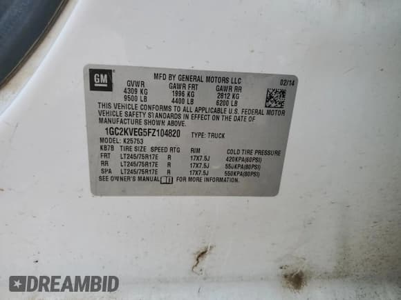 ✅ 2015 Chevrolet Silverado 2500HD LT • VIN: 1GC2KVEG5FZ104820 • Lot: 66502915. Wystawiony na Copart z przebiegiem 137 197 mil. Bezpłatny archiwum sprzedaży aukcyjnych z USA i szczegółowy raport historii pojazdu na DreamBid. Zdjęcie 13.