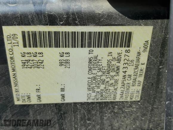 ✅ 2010 Nissan Altima 2.5 • VIN: 1N4AL2AP9AN433278 • Лот: 81207755. Опубликован ранее на Copart с пробегом 120 825 миль. Бесплатный доступ к архиву аукционных продаж из США и подробный отчёт об истории автомобиля на DreamBid. Изображение 13.