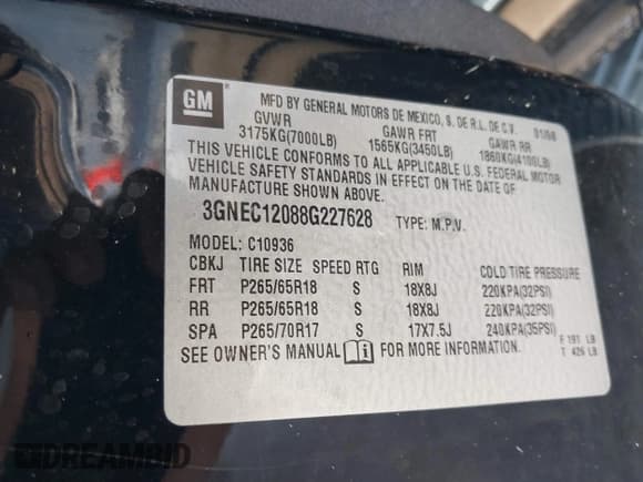 ✅ 2008 Chevrolet Avalanche LTZ • VIN: 3GNEC12088G227628 • Lot: 41819106. Listed on IAAI with 187,788 mi. Free auction sales archive from the USA and detailed vehicle history report at DreamBid. Image 8.