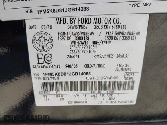 ✅ 2018 Ford Explorer XLT • VIN: 1FM5K8D81JGB14088 • Лот: 42642645. Опубликован ранее на IAAI с пробегом 201 556 миль. Бесплатный доступ к архиву аукционных продаж из США и подробный отчёт об истории автомобиля на DreamBid. Изображение 9.