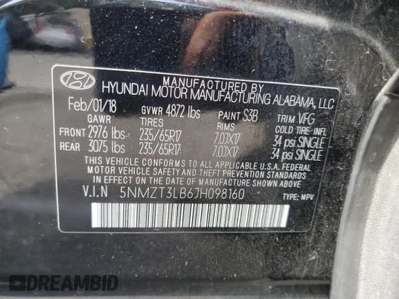 ✅ 2018 Hyundai Santa Fe 2.4L • VIN: 5NMZT3LB6JH098160 • Лот: 65944304. Опубликован ранее на Copart с пробегом 101 051 миль. Бесплатный доступ к архиву аукционных продаж из США и подробный отчёт об истории автомобиля на DreamBid. Изображение 15.