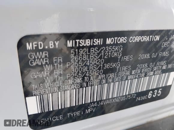 ✅ 2022 Mitsubishi Outlander SEL • VIN: JA4J4VA8XNZ057572 • Lot: 43165710. Wystawiony na IAAI z przebiegiem 19 864 mil. Bezpłatny archiwum sprzedaży aukcyjnych z USA i szczegółowy raport historii pojazdu na DreamBid. Zdjęcie 9.