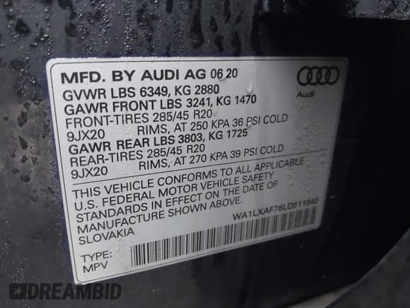 ✅ 2020 Audi Q7 Premium Plus • VIN: WA1LXAF76LD011840 • Лот: 41904504. Опубликован ранее на IAAI с пробегом 31 147 миль. Бесплатный доступ к архиву аукционных продаж из США и подробный отчёт об истории автомобиля на DreamBid. Изображение 9.