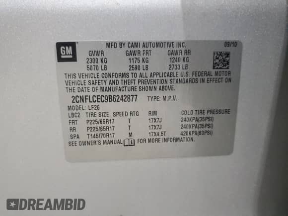 2011 Chevrolet Equinox LS with VIN 2CNFLCEC9B6242877, listed as a Copart auction lot 85205255 with 195,838 mi miles and Clean title. Bid and sale history available at DreamBid. Image 13.