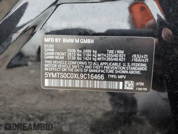 ✅ 2020 BMW X3 M Competition • VIN: 5YMTS0C0XL9C16466 • Lot: 51791004. Wystawiony na Copart z przebiegiem Nie podano. Bezpłatny archiwum sprzedaży aukcyjnych z USA i szczegółowy raport historii pojazdu na DreamBid. Zdjęcie 15.