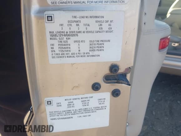 ✅ 1997 Cadillac Eldorado • VIN: 1G6EL12Y4VU602876 • Lot: 43239613. Listed on IAAI with 79,117 mi. Free auction sales archive from the USA and detailed vehicle history report at DreamBid. Image 9.