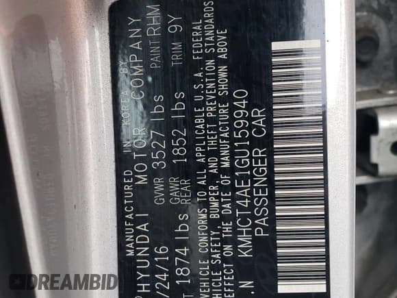 ✅ 2016 Hyundai Accent SE • VIN: KMHCT4AE1GU159940 • Лот: 73034234. Опубликован ранее на Copart с пробегом Не указан. Бесплатный доступ к архиву аукционных продаж из США и подробный отчёт об истории автомобиля на DreamBid. Изображение 12.