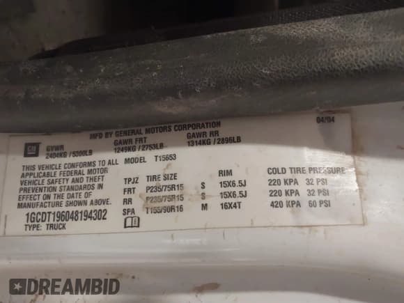 ✅ 2004 Chevrolet Colorado LS Z71 • VIN: 1GCDT196048194302 • Lot: 41407229. Listed on IAAI with 424,834 mi. Free auction sales archive from the USA and detailed vehicle history report at DreamBid. Image 9.