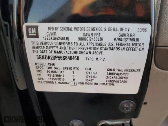 2006 Chevrolet HHR LT с VIN 3GNDA23P56S640460, выставлен на аукционе Copart как лот 74768054 с пробегом 119 946 миль миль и Списание • Salvage title. История ставок и продаж доступна на DreamBid. Изображение 12.