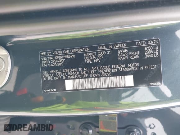 ✅ 2023 Volvo XC90 Plus • VIN: YV4L12PNXP1982418 • Lot: 39180795. Listed on IAAI with 8,924 mi. Free auction sales archive from the USA and detailed vehicle history report at DreamBid. Image 9.