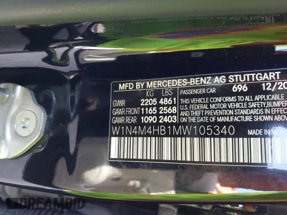 ✅ 2021 Mercedes-Benz GLB 250 • VIN: W1N4M4HB1MW105340 • Лот: 42799515. Опубликован ранее на IAAI с пробегом 61 044 миль. Бесплатный доступ к архиву аукционных продаж из США и подробный отчёт об истории автомобиля на DreamBid. Изображение 9.