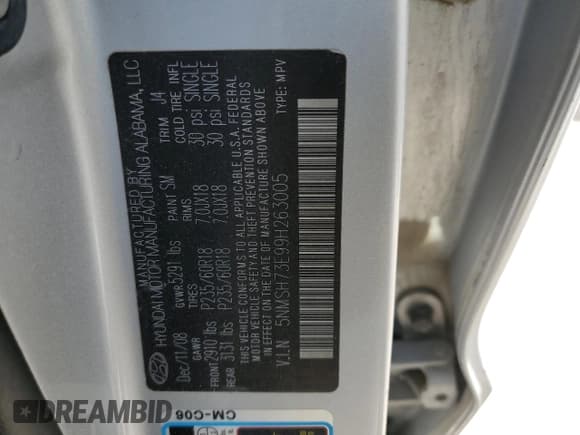 ✅ 2009 Hyundai Santa Fe Limited • VIN: 5NMSH73E99H263005 • Lot: 90715035. Wystawiony na Copart z przebiegiem 235 984 mil. Bezpłatny archiwum sprzedaży aukcyjnych z USA i szczegółowy raport historii pojazdu na DreamBid. Zdjęcie 13.