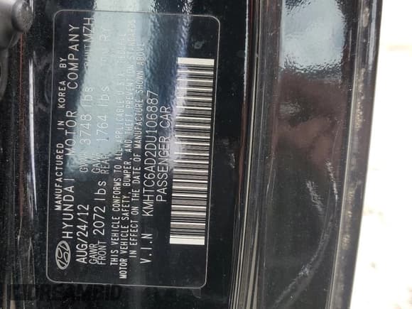 ✅ 2013 Hyundai Veloster w/Gray Int • VIN: KMHTC6AD2DU106887 • Lot: 58149635. Listed on Copart with 159,914 mi. Free auction sales archive from the USA and detailed vehicle history report at DreamBid. Image 12.