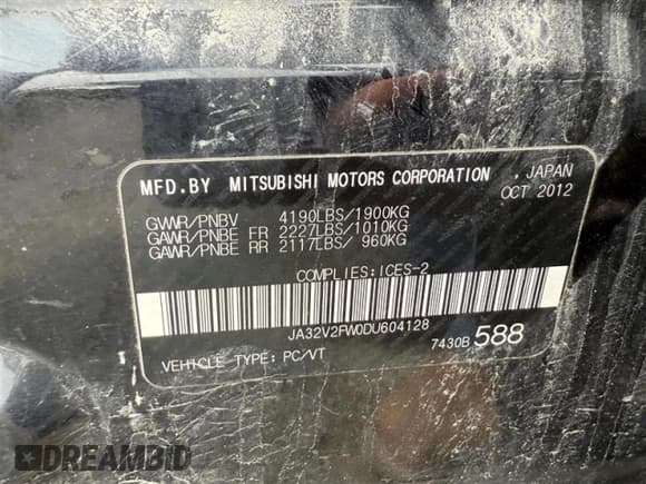 ✅ 2013 Mitsubishi Lancer SE • VIN: JA32V2FW0DU604128 • Лот: 64253695. Опубликован ранее на Copart с пробегом 249 777 миль. Бесплатный доступ к архиву аукционных продаж из США и подробный отчёт об истории автомобиля на DreamBid. Изображение 12.