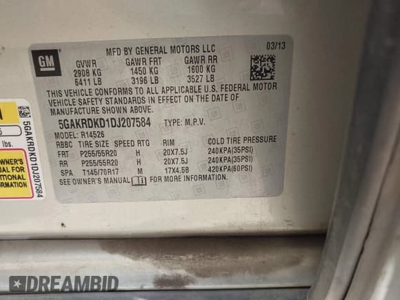 ✅ 2013 Buick Enclave Premium • VIN: 5GAKRDKD1DJ207584 • Lot: 42688200. Wystawiony na IAAI z przebiegiem 190 574 mil. Bezpłatny archiwum sprzedaży aukcyjnych z USA i szczegółowy raport historii pojazdu na DreamBid. Zdjęcie 9.