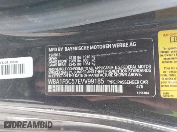 ✅ 2014 BMW 2 Series 228i • VIN: WBA1F5C57EVV99185 • Лот: 41712282. Опубликован ранее на IAAI с пробегом 156 783 миль. Бесплатный доступ к архиву аукционных продаж из США и подробный отчёт об истории автомобиля на DreamBid. Изображение 9.