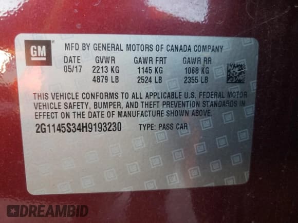 ✅ 2017 Chevrolet Impala Premier • VIN: 2G1145S34H9193230 • Лот: 75268024. Опубликован ранее на Copart с пробегом 96 905 миль. Бесплатный доступ к архиву аукционных продаж из США и подробный отчёт об истории автомобиля на DreamBid. Изображение 13.