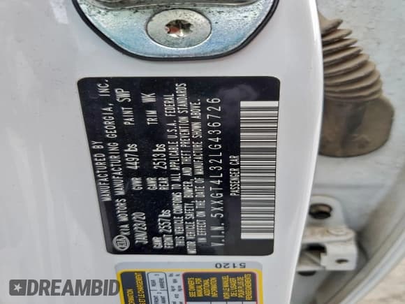 ✅ 2020 Kia Optima S • VIN: 5XXGT4L32LG436726 • Lot: 94260565. Listed on Copart with 59,348 mi. Free auction sales archive from the USA and detailed vehicle history report at DreamBid. Image 12.