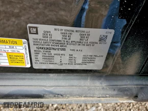 ✅ 2017 Chevrolet Traverse Premier • VIN: 1GNKVJKD7HJ121265 • Lot: 93736005. Wystawiony na Copart z przebiegiem 150 859 mil. Bezpłatny archiwum sprzedaży aukcyjnych z USA i szczegółowy raport historii pojazdu na DreamBid. Zdjęcie 13.