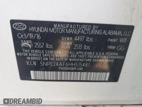 ✅ 2017 Hyundai Sonata 2.4L • VIN: 5NPE24AF6HH515481 • Лот: 91074555. Опубликован ранее на Copart с пробегом 79 880 миль. Бесплатный доступ к архиву аукционных продаж из США и подробный отчёт об истории автомобиля на DreamBid. Изображение 12.