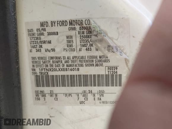 ✅ 1999 Ford F-250 XL • VIN: 1FTNX20LXXEB16018 • Lot: 43290812. Listed on IAAI with 296,736 mi. Free auction sales archive from the USA and detailed vehicle history report at DreamBid. Image 9.