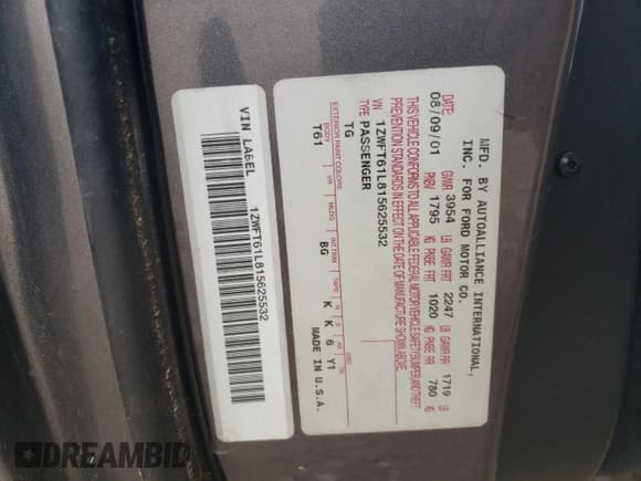 ✅ 2001 Mercury Cougar • VIN: 1ZWFT61L815625532 • Lot: 71358824. Wystawiony na Copart z przebiegiem 94 767 mil. Bezpłatny archiwum sprzedaży aukcyjnych z USA i szczegółowy raport historii pojazdu na DreamBid. Zdjęcie 12.