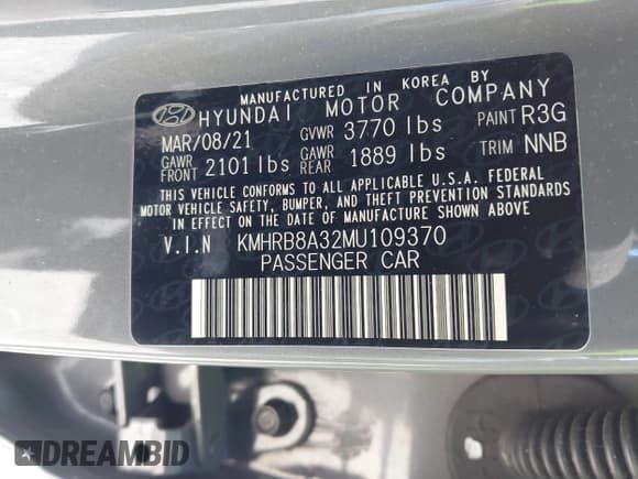 ✅ 2021 Hyundai Venue SE • VIN: KMHRB8A32MU109370 • Lot: 43575030. Listed on IAAI with 48,985 mi. Free auction sales archive from the USA and detailed vehicle history report at DreamBid. Image 9.