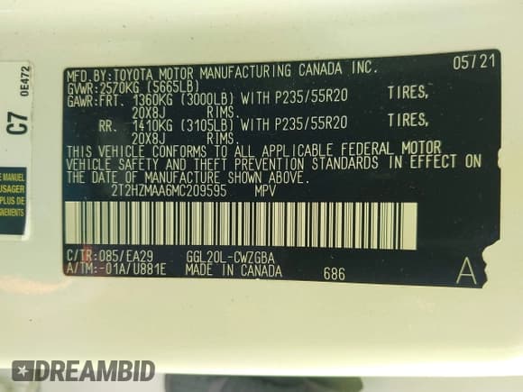 ✅ 2021 Lexus RX 350 • VIN: 2T2HZMAA6MC209595 • Lot: 43122985. Listed on IAAI with 36,405 mi. Free auction sales archive from the USA and detailed vehicle history report at DreamBid. Image 9.