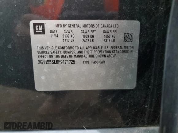 ✅ 2015 Chevrolet Impala LTZ • VIN: 2G1155SL6F9171725 • Лот: 82183614. Опубликован ранее на Copart с пробегом 46 501 миль. Бесплатный доступ к архиву аукционных продаж из США и подробный отчёт об истории автомобиля на DreamBid. Изображение 12.