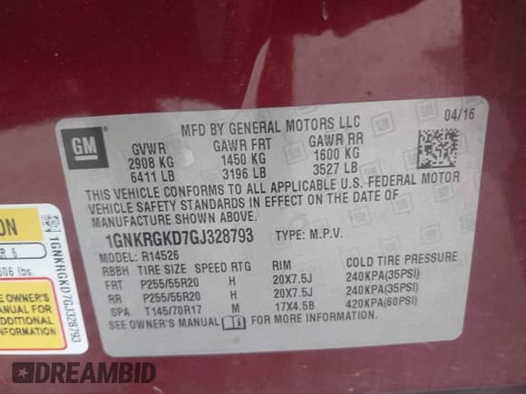 ✅ 2016 Chevrolet Traverse LT • VIN: 1GNKRGKD7GJ328793 • Lot: 43332582. Listed on IAAI with 158,541 mi. Free auction sales archive from the USA and detailed vehicle history report at DreamBid. Image 9.