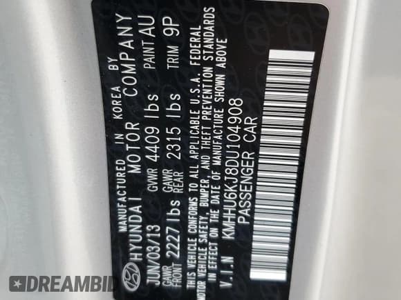 ✅ 2013 Hyundai Genesis Coupe R-Spec • VIN: KMHHU6KJ8DU104908 • Lot: 45586515. Wystawiony na Copart z przebiegiem 83 554 mil. Bezpłatny archiwum sprzedaży aukcyjnych z USA i szczegółowy raport historii pojazdu na DreamBid. Zdjęcie 12.