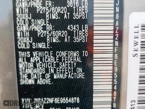 ✅ 2014 Infiniti QX80 • VIN: JN8AZ2NF6E9554878 • Лот: 85581595. Опубликован ранее на Copart с пробегом 143 214 миль. Бесплатный доступ к архиву аукционных продаж из США и подробный отчёт об истории автомобиля на DreamBid. Изображение 14.