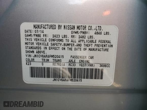 ✅ 2015 Infiniti Q40 • VIN: JN1CV6AR4FM520415 • Лот: 76062274. Опубликован ранее на Copart с пробегом Не указан. Бесплатный доступ к архиву аукционных продаж из США и подробный отчёт об истории автомобиля на DreamBid. Изображение 14.