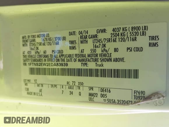 ✅ 2014 Ford Econoline Cargo Commercial • VIN: 1FTNS2EW2EDA83939 • Lot: 42159453. Wystawiony na IAAI z przebiegiem 148 947 mil. Bezpłatny archiwum sprzedaży aukcyjnych z USA i szczegółowy raport historii pojazdu na DreamBid. Zdjęcie 9.