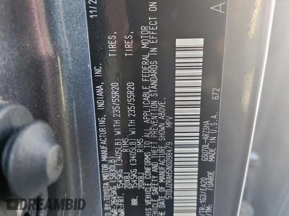 ✅ 2022 Toyota Highlander XSE • VIN: 5TDJZRAH5NS098479 • Lot: 81637625. Listed on Copart with 51,200 mi. Free auction sales archive from the USA and detailed vehicle history report at DreamBid. Image 12.