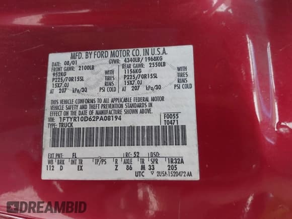 ✅ 2002 Ford Ranger XL • VIN: 1FTYR10D62PA08194 • Lot: 42592895. Wystawiony na IAAI z przebiegiem 262 150 mil. Bezpłatny archiwum sprzedaży aukcyjnych z USA i szczegółowy raport historii pojazdu na DreamBid. Zdjęcie 9.
