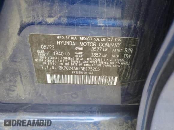 ✅ 2022 Hyundai Accent SE • VIN: 3KPC24A62NE175205 • Лот: 67512664. Опубликован ранее на Copart с пробегом 35 281 миль. Бесплатный доступ к архиву аукционных продаж из США и подробный отчёт об истории автомобиля на DreamBid. Изображение 12.