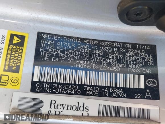 ✅ 2015 Lexus CT 200h • VIN: JTHKD5BH2F2225450 • Lot: 43388142. Wystawiony na IAAI z przebiegiem 148 612 mil. Bezpłatny archiwum sprzedaży aukcyjnych z USA i szczegółowy raport historii pojazdu na DreamBid. Zdjęcie 9.