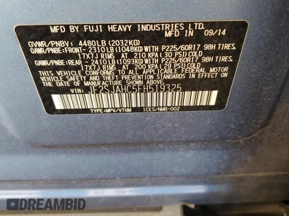 ✅ 2015 Subaru Forester Limited • VIN: JF2SJAHC5FH519325 • Лот: 85556145. Опубликован ранее на Copart с пробегом 98 819 миль. Бесплатный доступ к архиву аукционных продаж из США и подробный отчёт об истории автомобиля на DreamBid. Изображение 13.