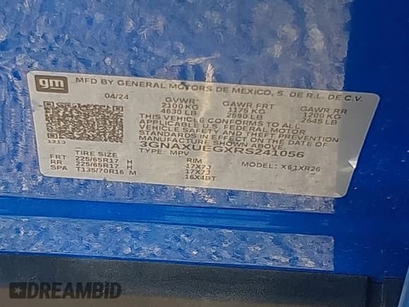 ✅ 2024 Chevrolet Equinox LT • VIN: 3GNAXUEGXRS241056 • Лот: 43462855. Опубликован ранее на IAAI с пробегом 48 862 миль. Бесплатный доступ к архиву аукционных продаж из США и подробный отчёт об истории автомобиля на DreamBid. Изображение 9.