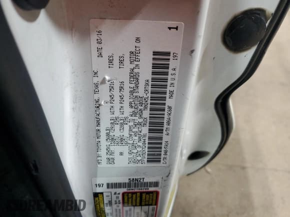 ✅ 2016 Toyota Tacoma SR • VIN: 5TFSX5EN7GX044701 • Lot: 90871605. Wystawiony na Copart z przebiegiem 210 310 mil. Bezpłatny archiwum sprzedaży aukcyjnych z USA i szczegółowy raport historii pojazdu na DreamBid. Zdjęcie 12.