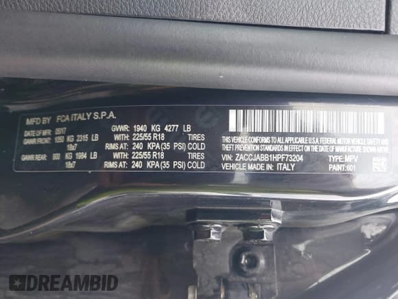 ✅ 2017 Jeep Renegade Altitude • VIN: ZACCJABB1HPF73204 • Lot: 42561124. Listed on IAAI with 43,288 mi. Free auction sales archive from the USA and detailed vehicle history report at DreamBid. Image 9.