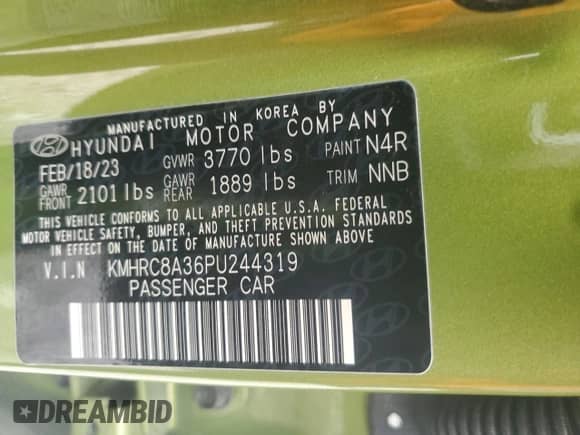 2023 Hyundai Venue Limited with VIN KMHRC8A36PU244319, listed as a Copart auction lot 69242555 with 19,551 mi miles and Non repairable. Bid and sale history available at DreamBid. Image 13.